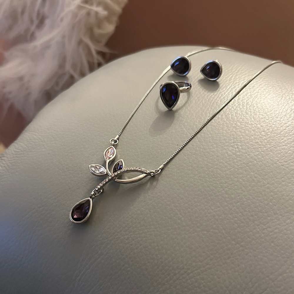 Vintage Silver and Purple Jewelry Set